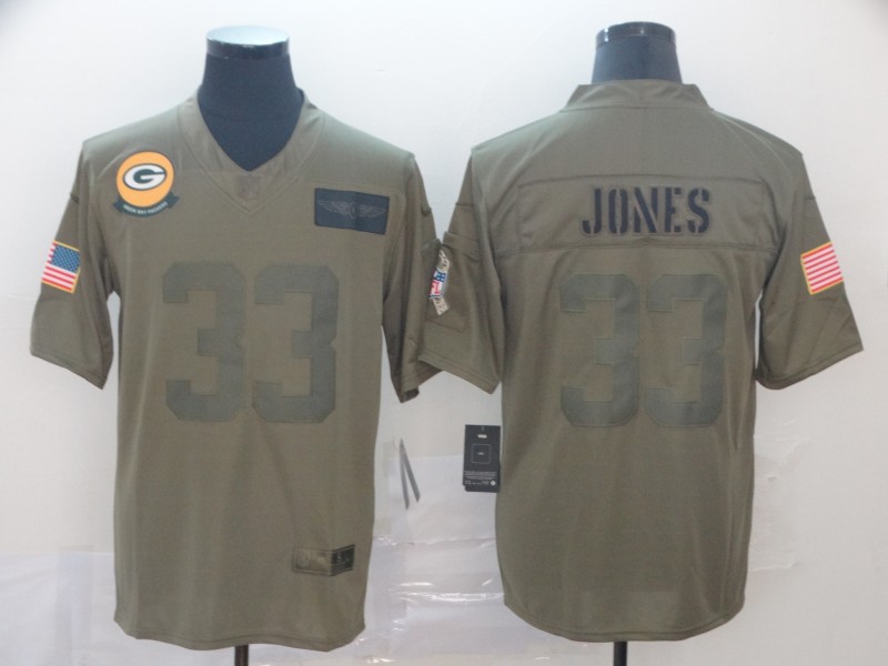 Men's Green Bay Packers Aaron Jones #33 Brown Jersey